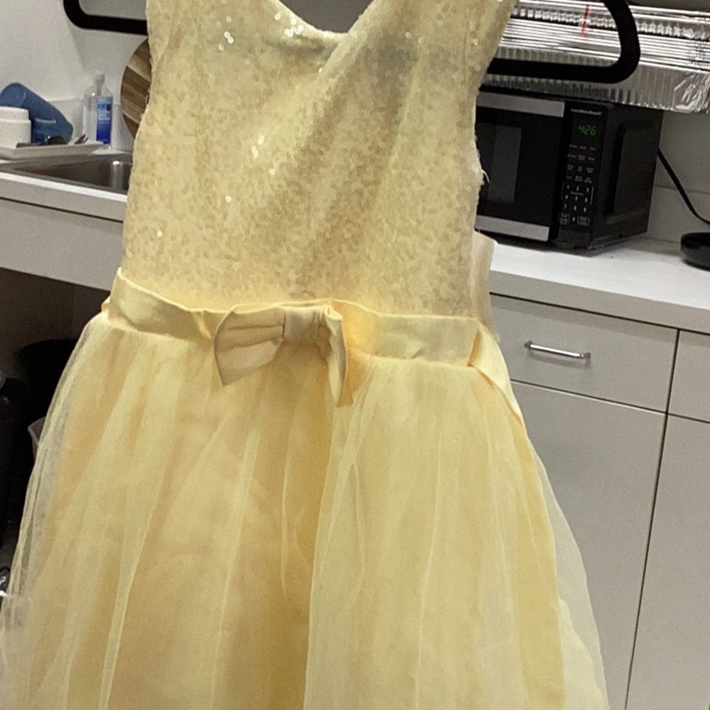 Yellow Sequin Dress with Bow